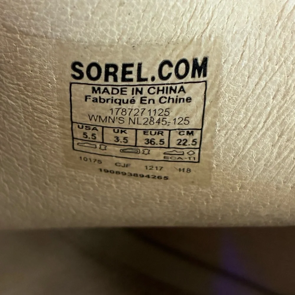 SOREL Women’s Leather Beige Snakeprint Nadia Sea Salt Peep Toe Ankle Booties 5.5